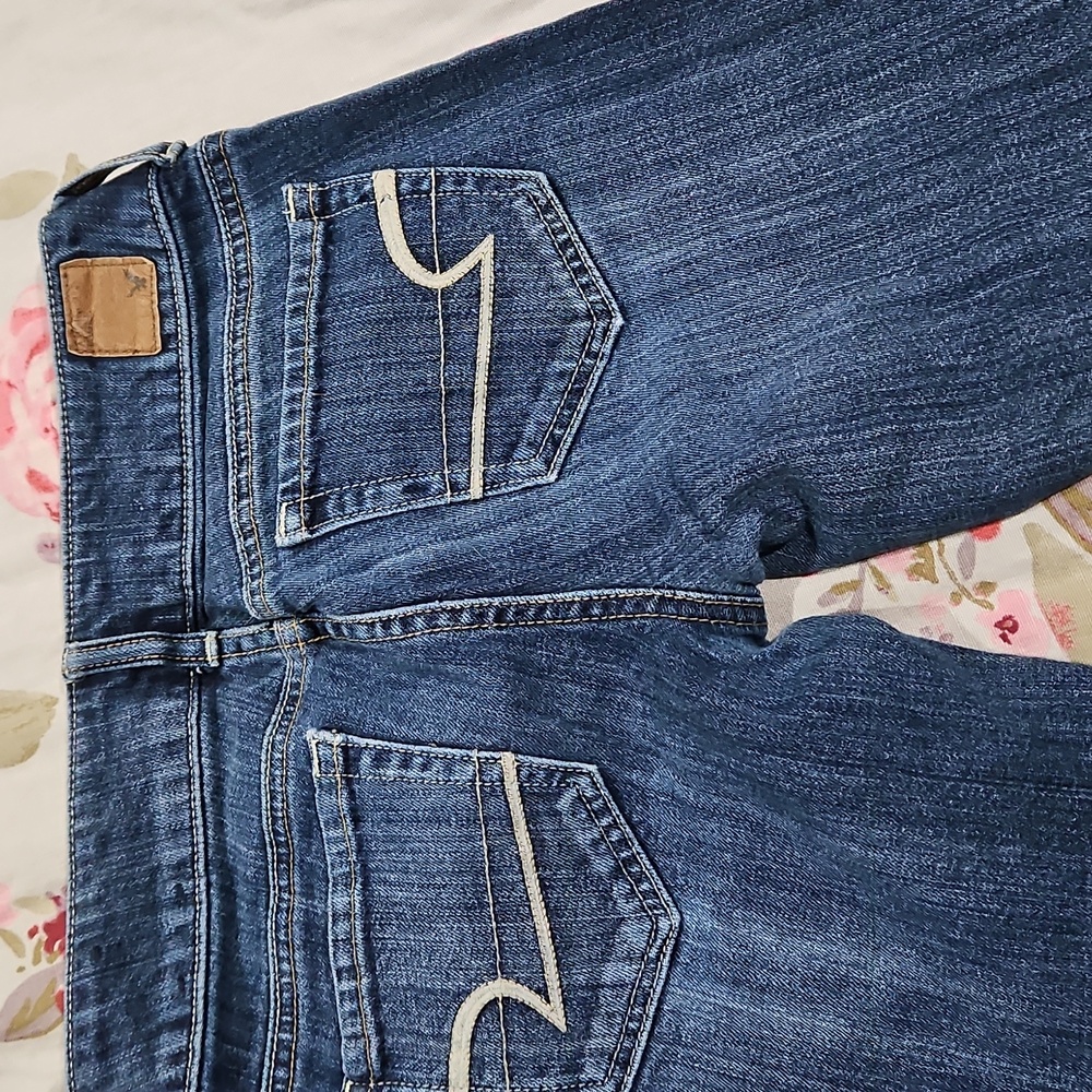 American Eagle Blue Flare Wide Leg Jeans SIZE 2 ARTIST - Picture 5 of 5